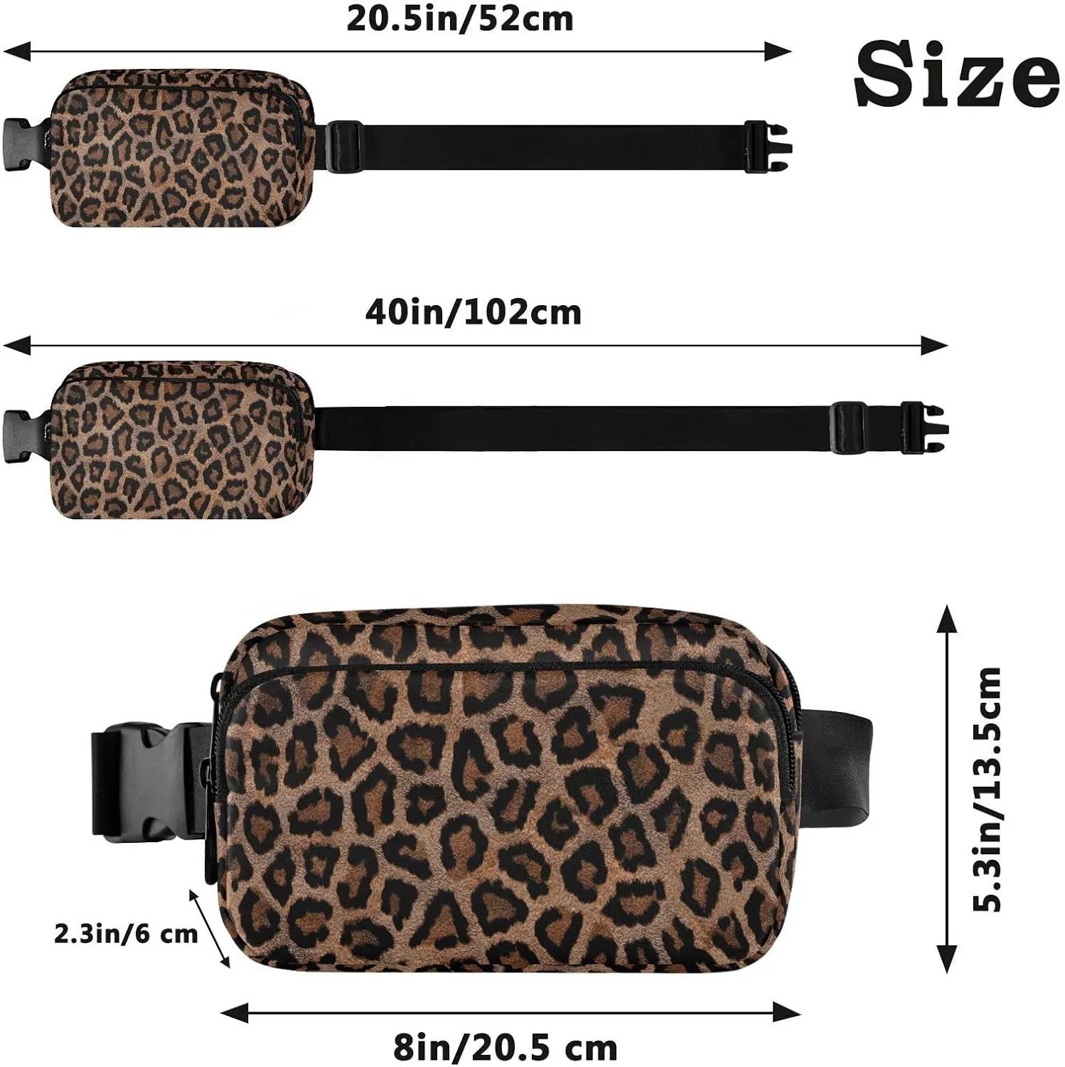 Leopards Fanny Packs for Women Men Crossbody Bag Fashion Waist Packs Waterproof Sling Bag Belt Bag Waist Pouch with Adjustable Strap for Travel Outdoors Hiking Running Cycling Bum Bag Shoulder