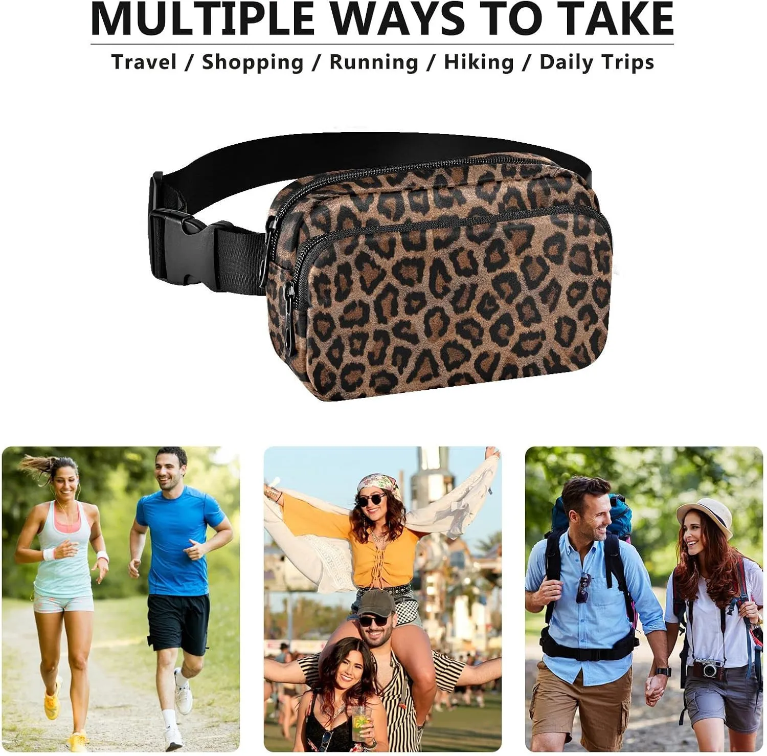Leopards Fanny Packs for Women Men Crossbody Bag Fashion Waist Packs Waterproof Sling Bag Belt Bag Waist Pouch with Adjustable Strap for Travel Outdoors Hiking Running Cycling Bum Bag Shoulder