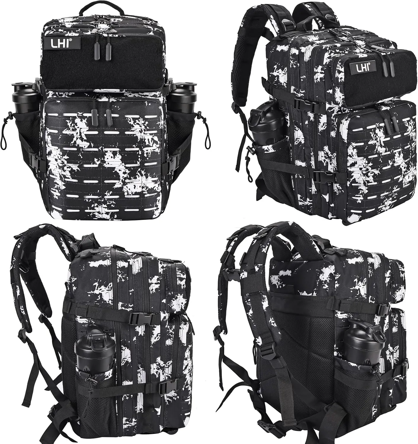 LHI Tactical Military Backpack for Men 25L/45L Large Molle Army Assault Pack 3 Day Hiking Rucksack With Bottle Holder
