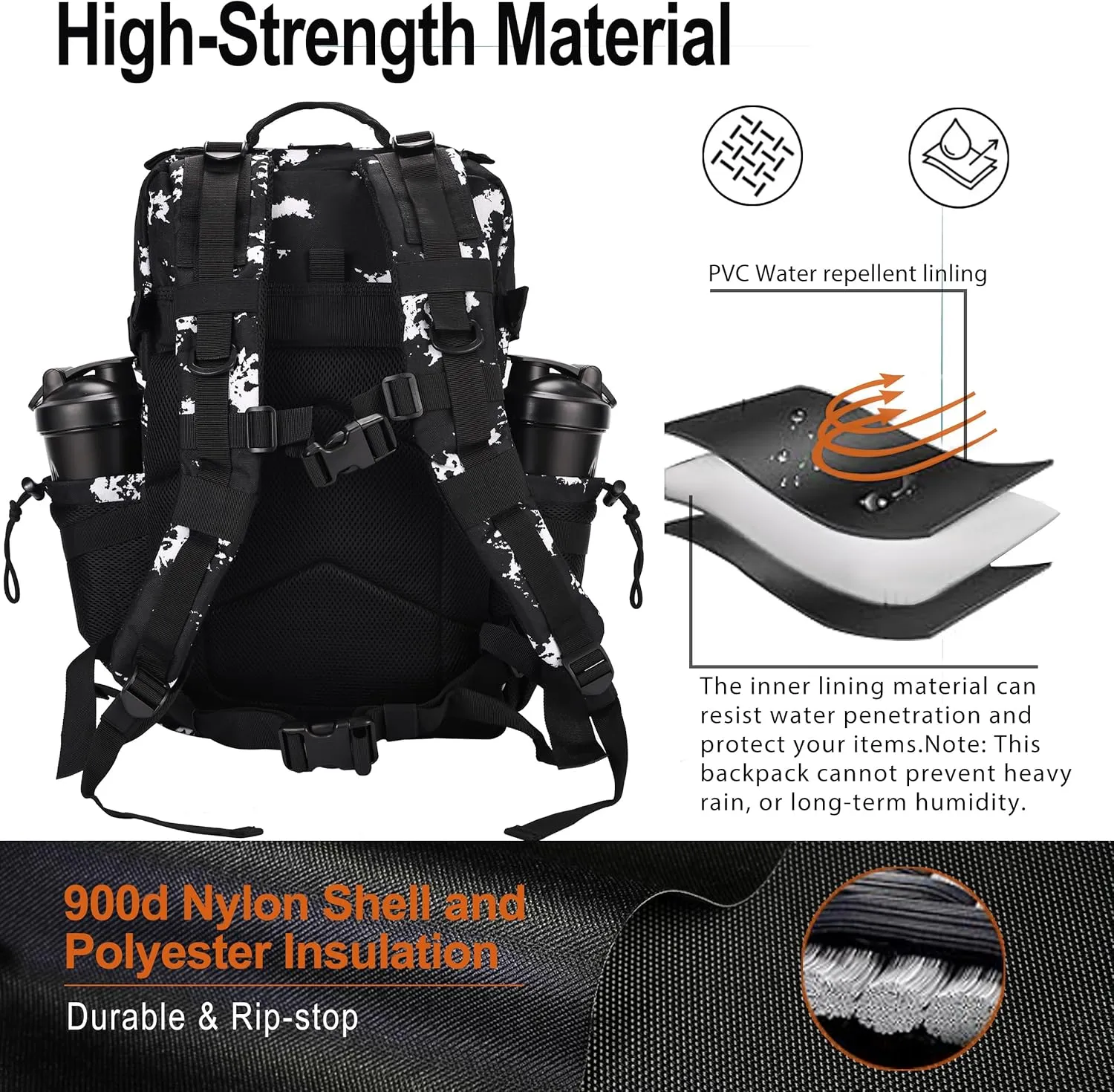 LHI Tactical Military Backpack for Men 25L/45L Large Molle Army Assault Pack 3 Day Hiking Rucksack With Bottle Holder