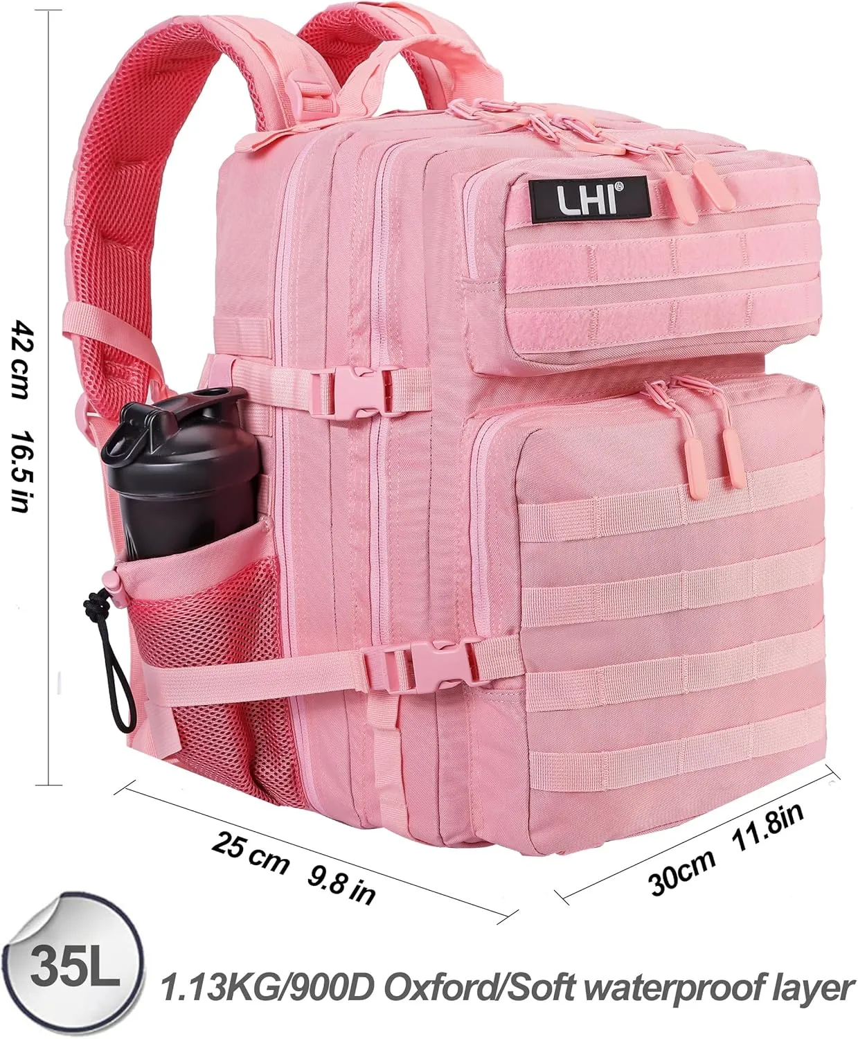 LHI Tactical Military Backpack for Men and Women 25L/35L Army Assault Pack Bag Small Rucksack with Bottle Holder