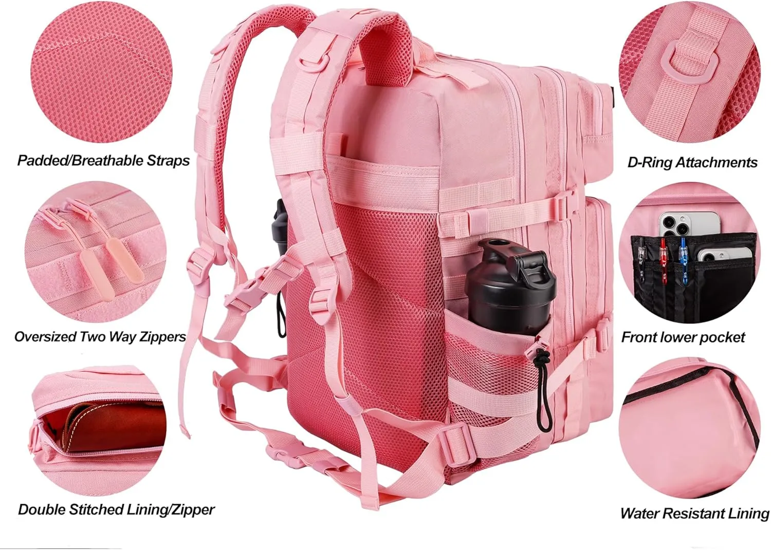 LHI Tactical Military Backpack for Men and Women 25L/35L Army Assault Pack Bag Small Rucksack with Bottle Holder