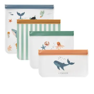 Liewood  Children's snack bags set of 4 'Clive' Sea Creature/Sandy