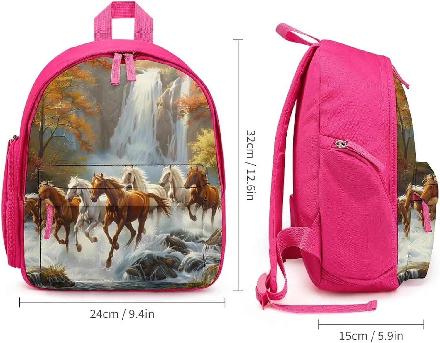 Life Mountain Stream Running Horse Wild Cute Backpack Lightweight Mini Shoulder Bag Travel Daypack for Camping Picnic