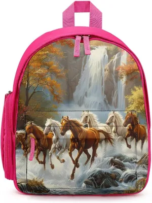 Life Mountain Stream Running Horse Wild Cute Backpack Lightweight Mini Shoulder Bag Travel Daypack for Camping Picnic