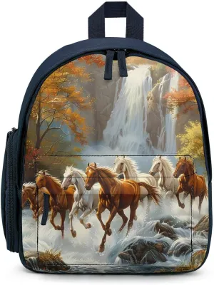 Life Mountain Stream Running Horse Wild Cute Backpack Lightweight Mini Shoulder Bag Travel Daypack for Camping Picnic