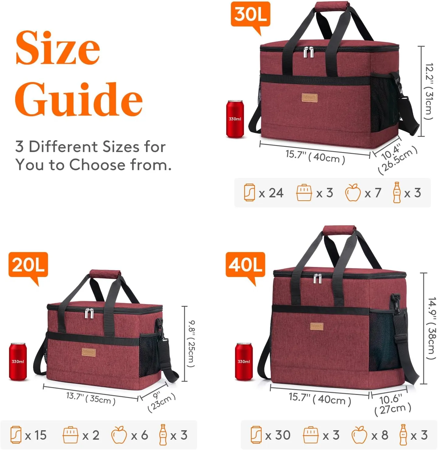 Lifewit Cooler Bag 30/50/60 Cans Collapsible and Insulated Large Lunch Bag Leakproof Soft Cooler Portable Tote for Camping/BBQ/Family Outdoor Activities