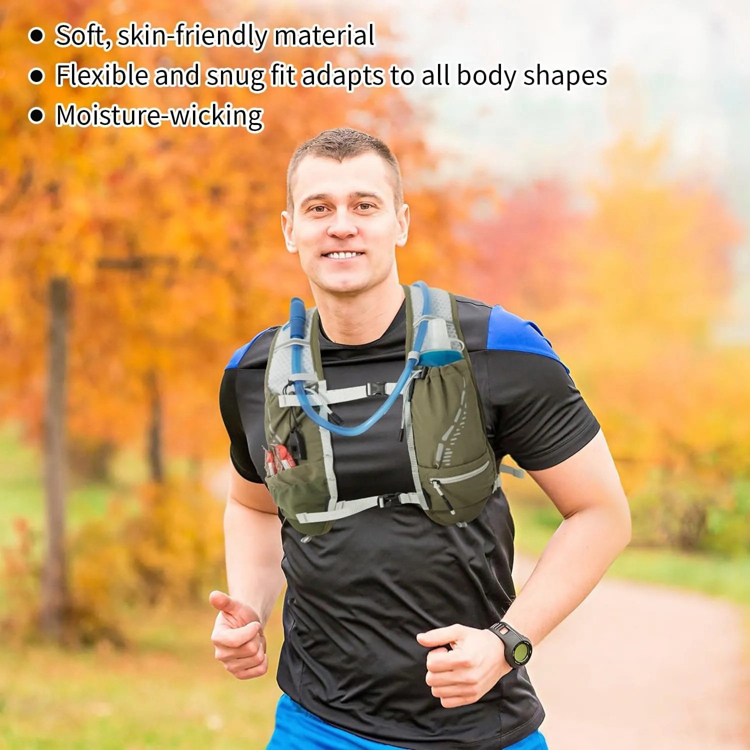 Lightweight Running Vest for Women and Men Hydration Backpack Pack with 1.5L Water Bladder Bag Running Gear Accessories for Hiking Trail Cycling Marathon
