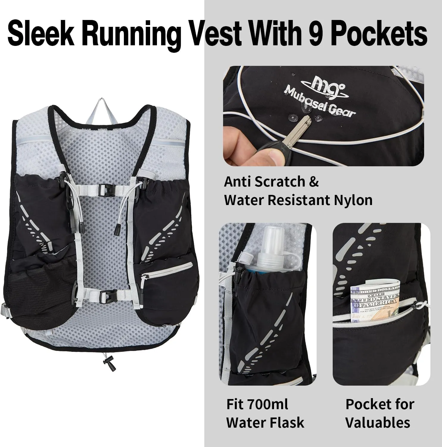 Lightweight Running Vest for Women and Men Hydration Backpack Pack with 1.5L Water Bladder Bag Running Gear Accessories for Hiking Trail Cycling Marathon