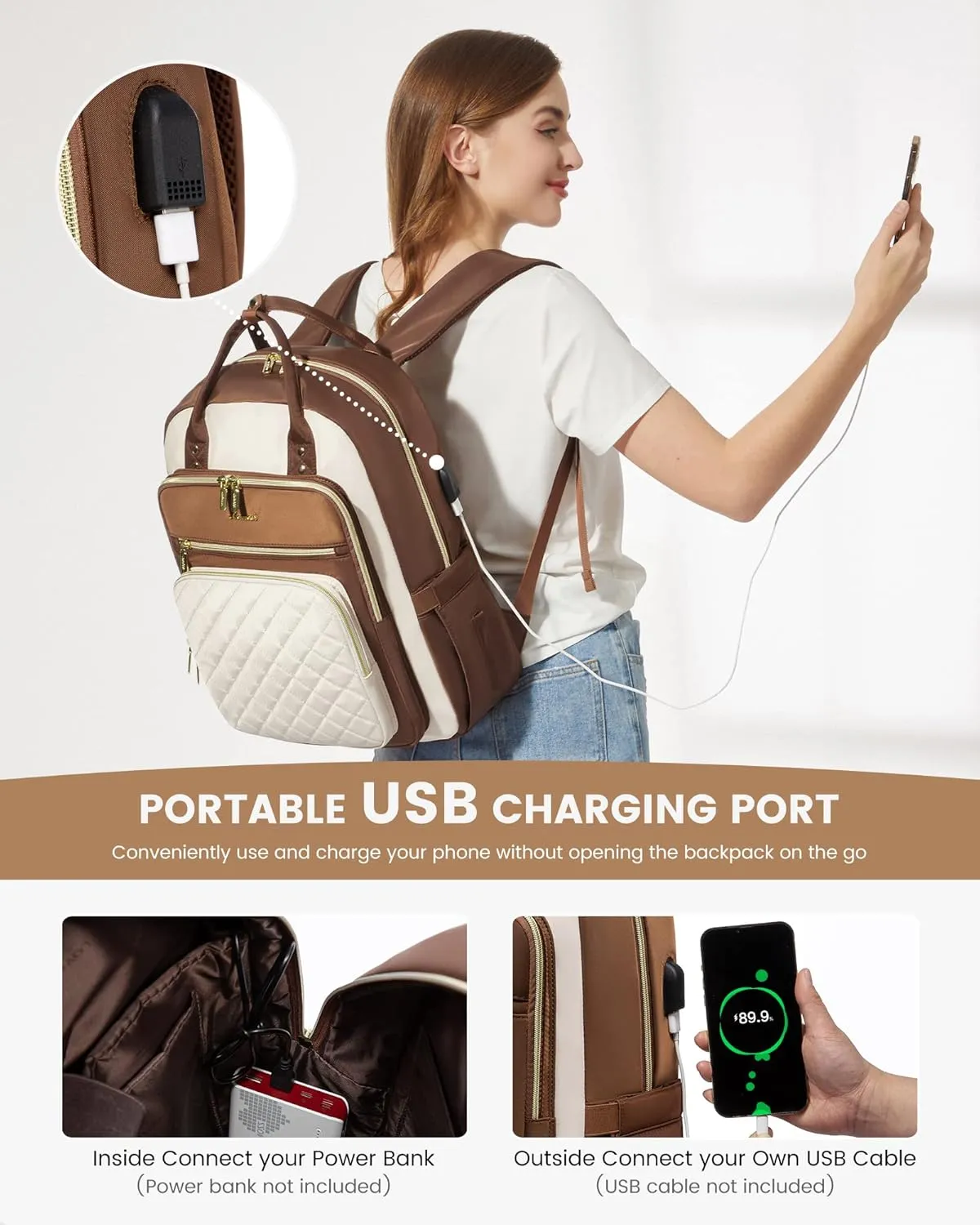 LOVEVOOK Laptop Backpack for Women, Fashion Travel Work Commuter Backpack Purse with USB Port, Lightweight Casual Daypacks, Nurse Teacher College Computer Bag, Fit 15.6" Laptop