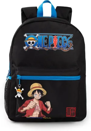 Luffy Boys Backpack | Black Rucksack with Adjustable Straps | Practical & Organised Luggage Sports School Bag | Anime Game Series Movie Merchandise Gifts for Kids & Teens