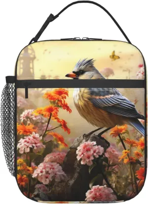 Lunch Bag for Women Men Lunch Box Insulated Cooler Bag Sparrow Birds Sing Lunch Tote Bags for Work Office