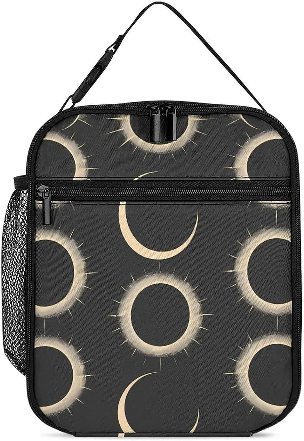 Magnificent Solar Eclipse Pattern Insulated Lunch Bag Cooler Bag Portable Leakproof Lunch Box Adjustable Handbag Meal Tote with Handle