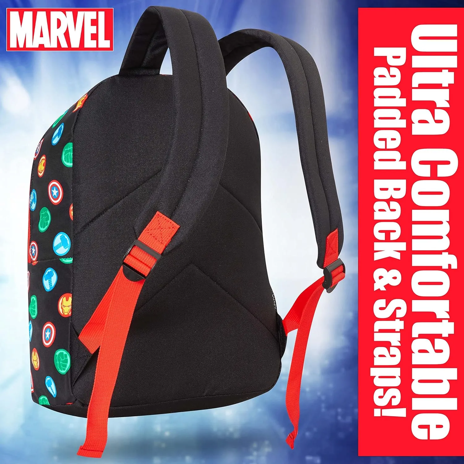 Marvel Backpack - Bags for Travel, Sports Rucksack Gifts (Black Aop)