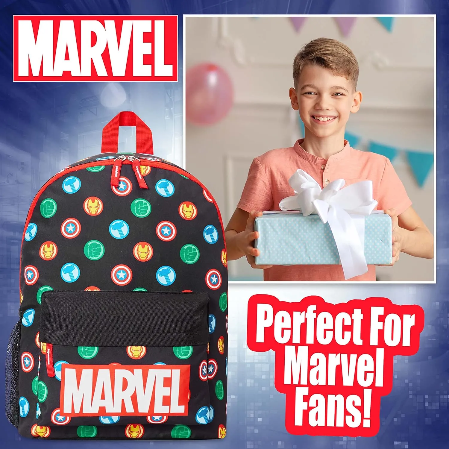 Marvel Backpack - Bags for Travel, Sports Rucksack Gifts (Black Aop)