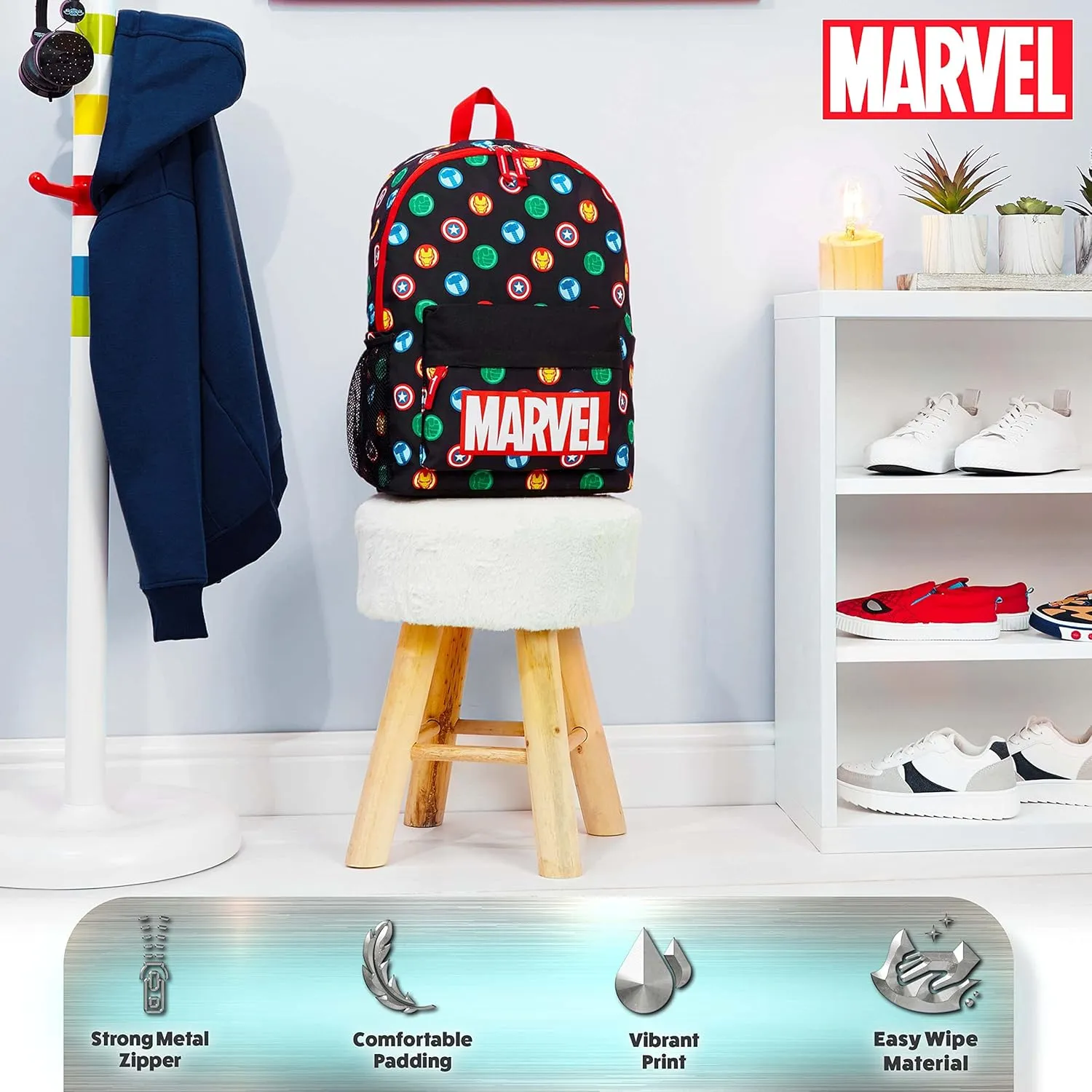 Marvel Backpack - Bags for Travel, Sports Rucksack Gifts (Black Aop)