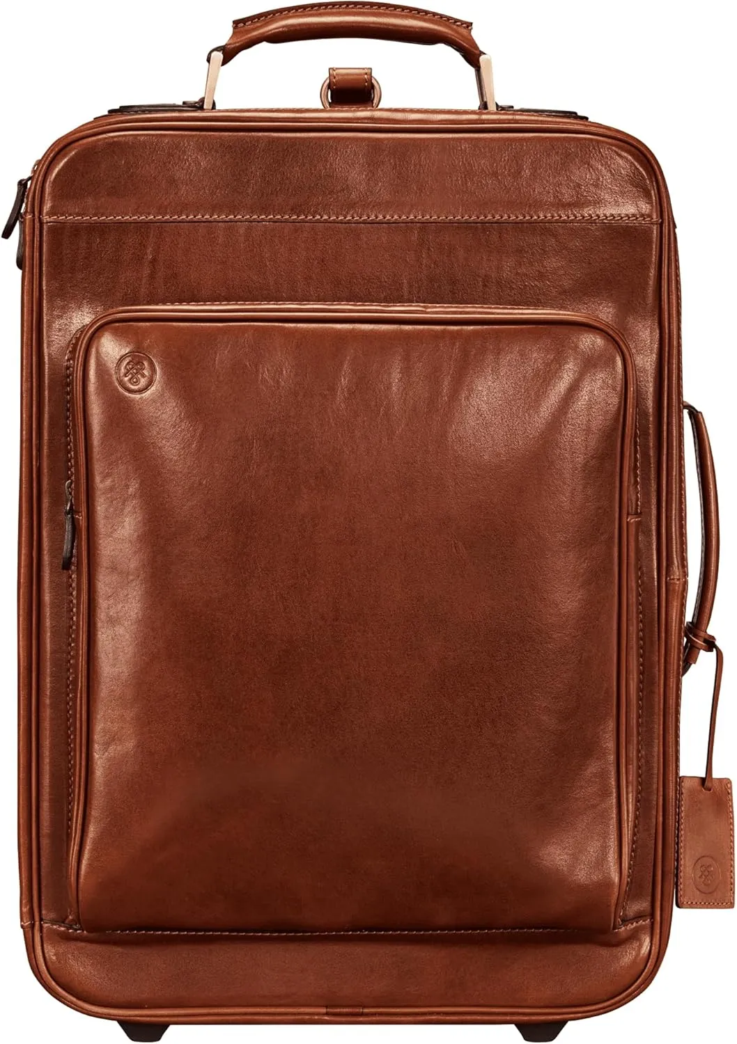 Maxwell Scott - Luxury Leather Wheeled Rolling Trolley Case Luggage for Luxury Travelling - The Piazzale Chestnut Tan