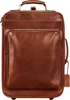Maxwell Scott - Luxury Leather Wheeled Rolling Trolley Case Luggage for Luxury Travelling - The Piazzale Chestnut Tan