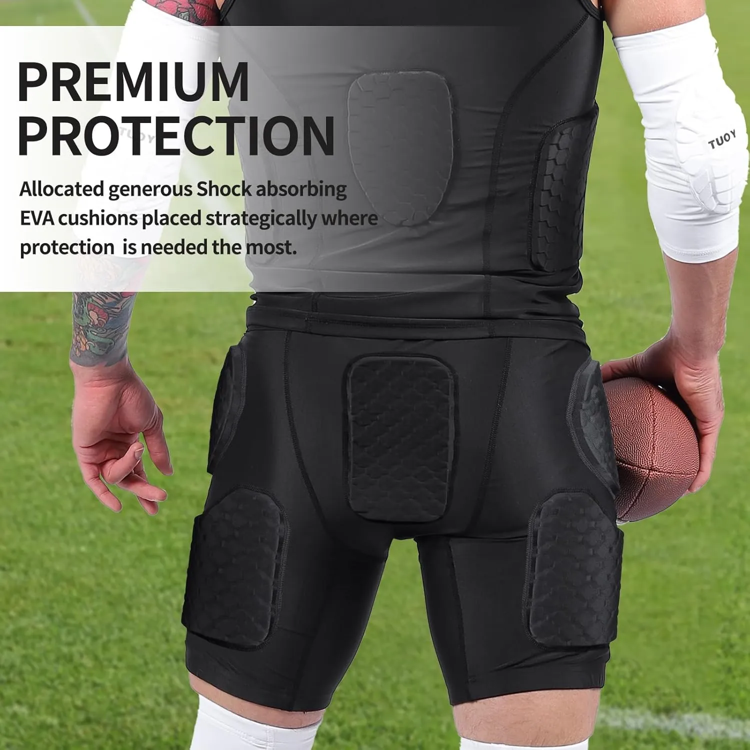 Men's Football Girdles Hip Thigh Butt Tailbone Protector Adult Athletic Protective for Rugby Baseball Skate