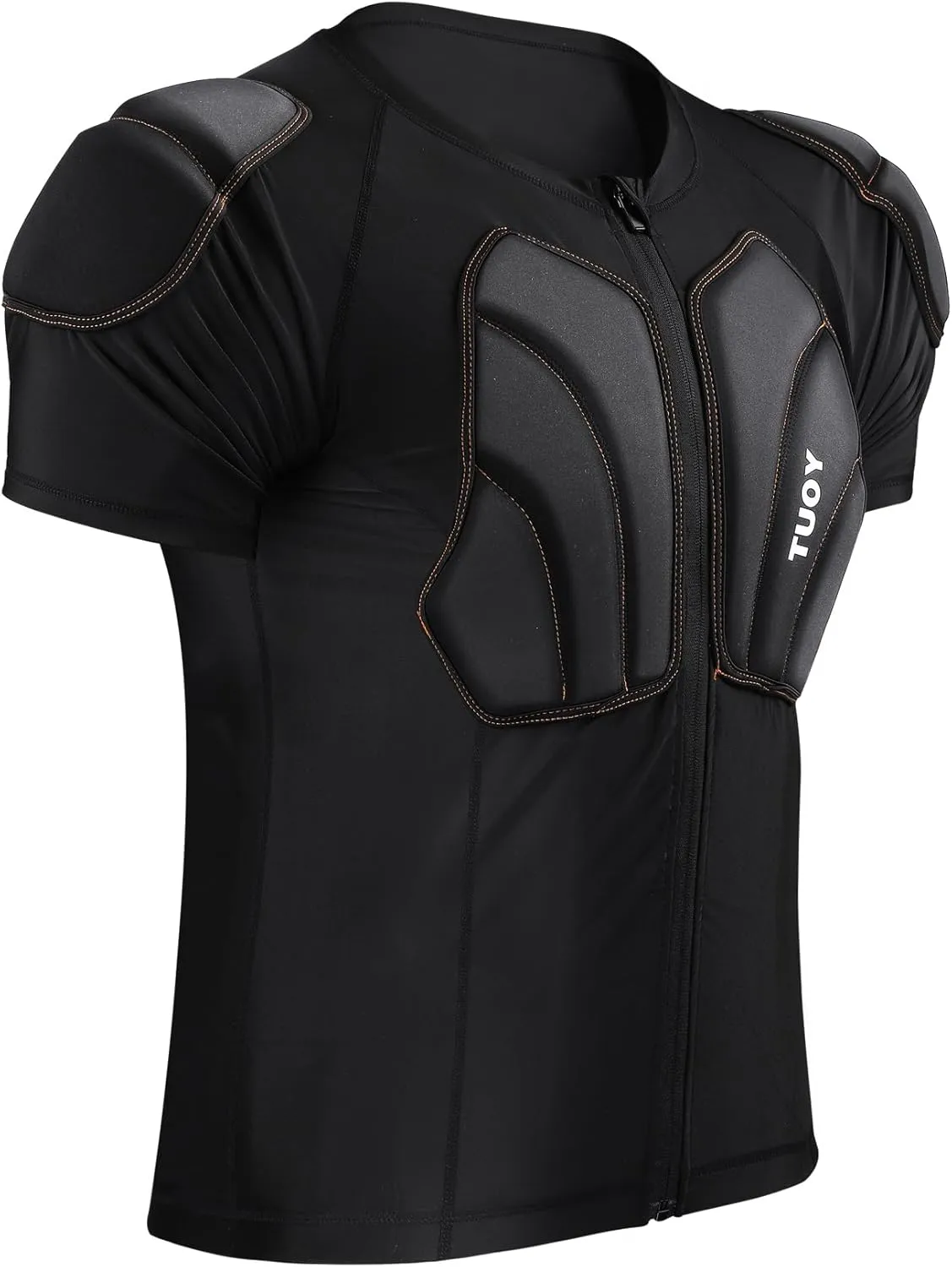 Mens Skating Padded Shirt for Snowboard Skiing Compression Shirt with Pads Chest Protector, Protective Whole Back Shoulder Adult Impact 3D Undershirt Heart Guard for Football Lacrosse
