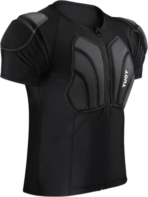 Mens Skating Padded Shirt for Snowboard Skiing Compression Shirt with Pads Chest Protector, Protective Whole Back Shoulder Adult Impact 3D Undershirt Heart Guard for Football Lacrosse