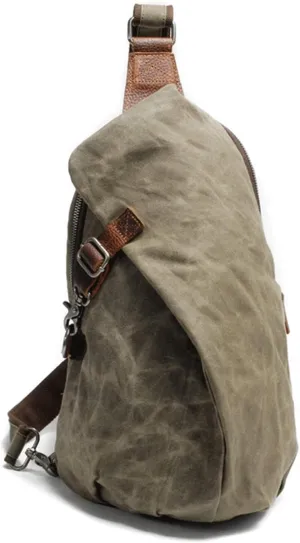 Men's Sling Backpack Waxed Canvas Crossbody Bag Casual Daypacks One_Size