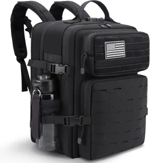 Military Tactical Backpack 40L Large Day Backpack for Men Molle Army 3 Days Assault Pack Bag with USB Charging Port Laptop Backpacks with Customs Anti-Theft Lock for Travel Hiking Camping (Black)