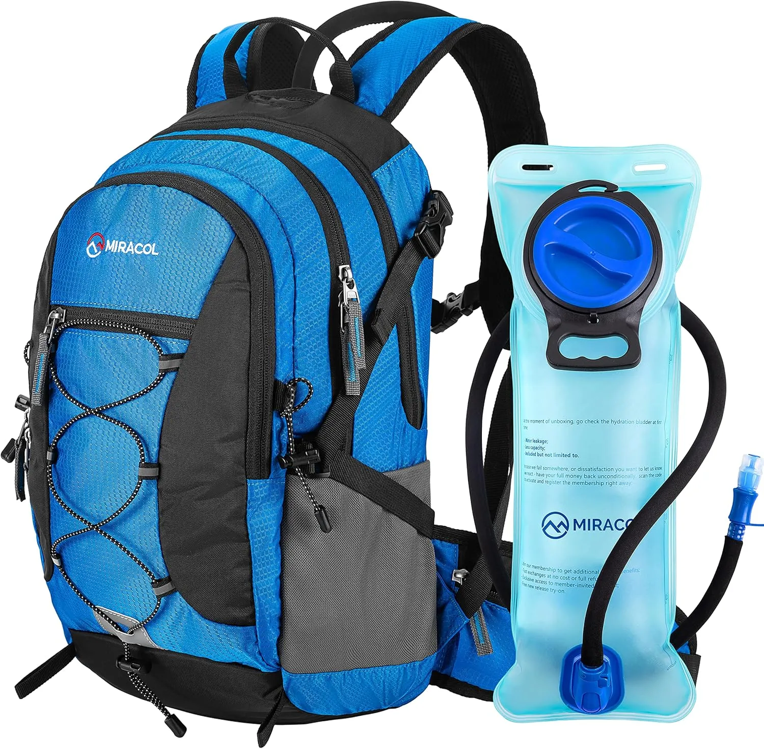 MIRACOL 18L Hydration Backpack with 2.5L BPA Free Water Bladder: Large-Capacity Hydration Pack with 2 Waist Pouch Insulated Water Backpack - for Hiking Running Biking Camping Hunting