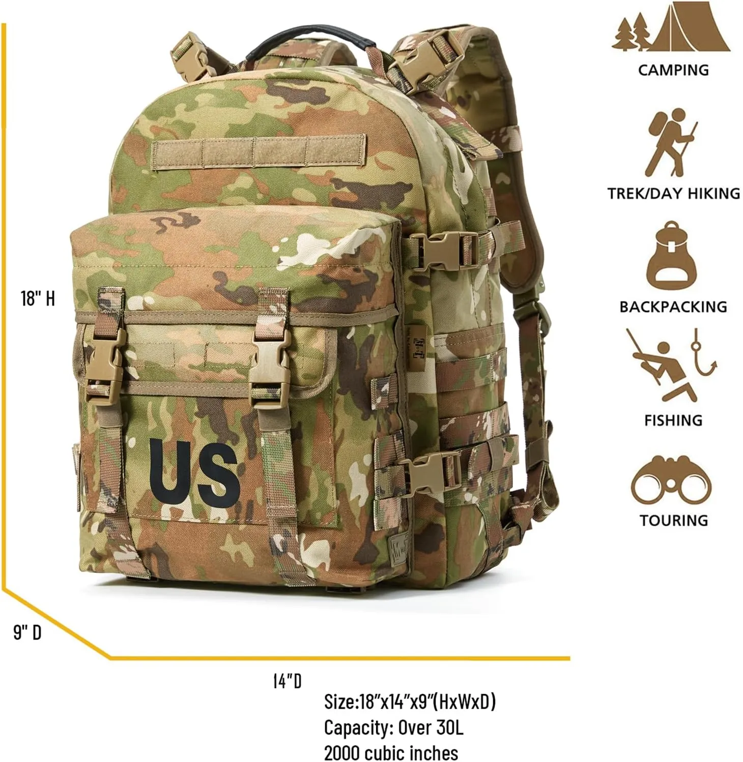 MT Military Army MOLLE 2 Tactical Assault Backpack, Rifleman 3 Day Pack, Medium Rucksack
