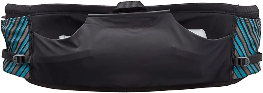 Nathan Running Belt Pinnacle Hydration Waistbelt/WaistPack. Includes Soft Flask, Storage, Zipper Pocket. For Running, Hiking Fanny Pack. No Bounce! (L/XL, Black/Blue)
