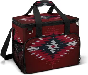 Native American Bead Cross Ethnicm Cooler Bag, Collapsible Soft Sided Cooler, Large Leakproof Camping Cooler, Portable Travel Cooler for Camping, Road Trips