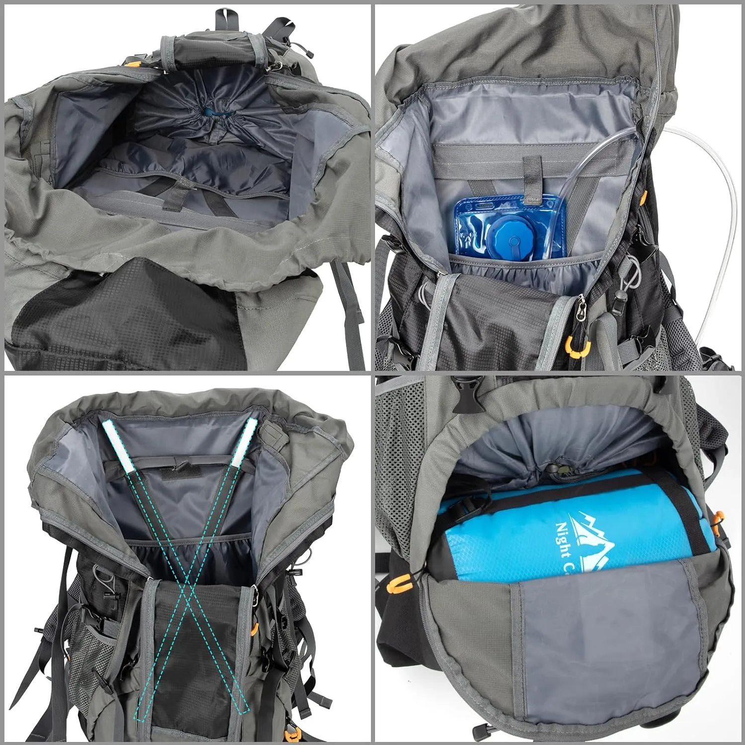Night Cat Camping Backpacks 90L with Internal Frame Hiking Backpack for Men Women Waterproof Lightweight Breathable Outdoor Mountaineering Traveling