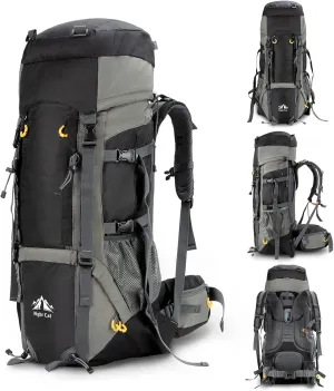 Night Cat Camping Backpacks 90L with Internal Frame Hiking Backpack for Men Women Waterproof Lightweight Breathable Outdoor Mountaineering Traveling