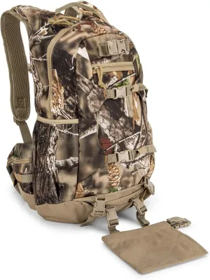 North Mountain Gear Camouflage Hunting Backpack Waterproof Bow and Rifle Compatible Hunting Bag (Woodland Brown Camouflage) Large
