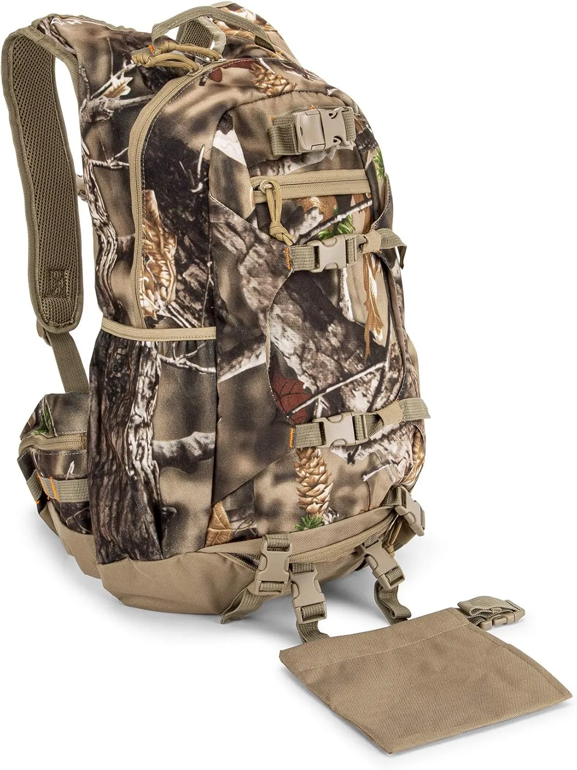 North Mountain Gear Camouflage Hunting Backpack Waterproof Bow and Rifle Compatible Hunting Bag (Woodland Brown Camouflage) Large
