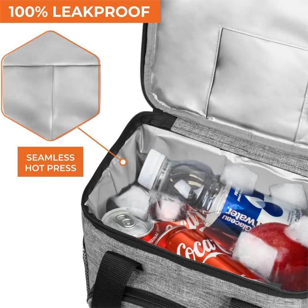 OPUX Soft Cooler Bag, Insulated Collapsible Lunch Cooler Bag for Men Work Camping Beach Travel, Portable Soft Sided Leakproof Waterproof Large Lunch Bag Box with Shoulder Strap 18 Cans, Heather Gray