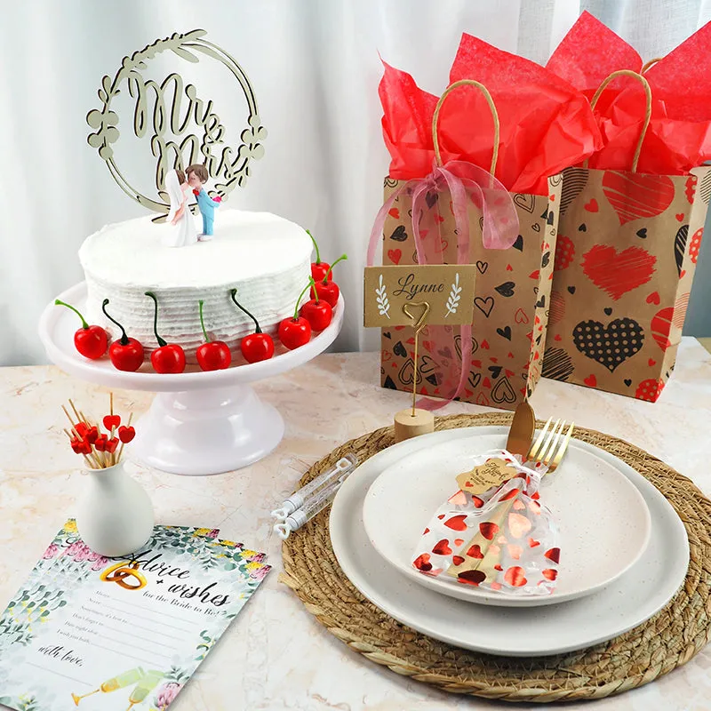 ORGANZA BAG RED HEARTS 14.5X10CM 5PC