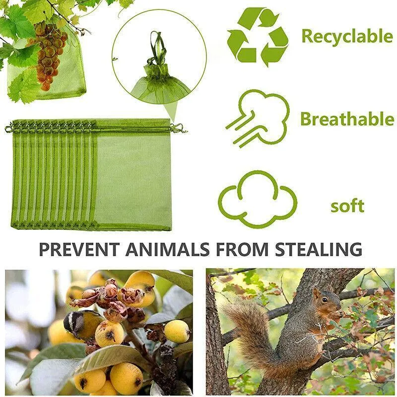 Organza Fruit Protection Bags 50-100PCS 3Sizes Green
