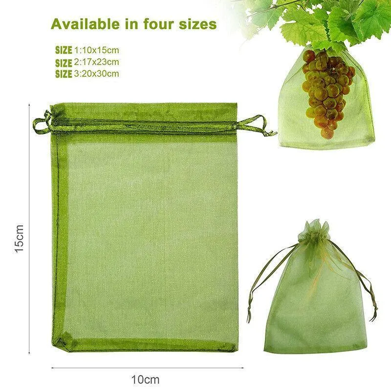 Organza Fruit Protection Bags 50-100PCS 3Sizes Green