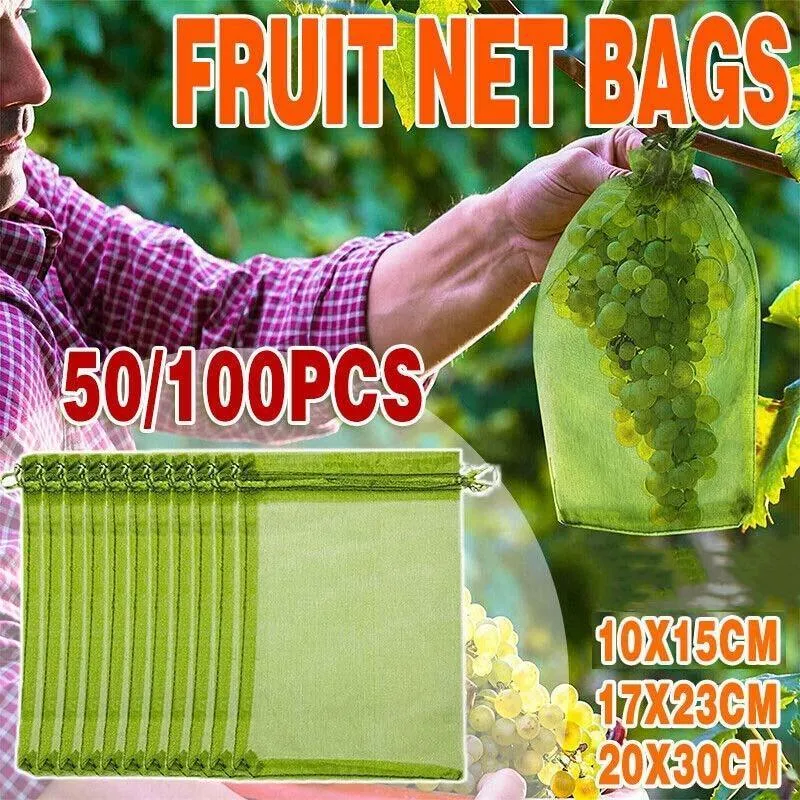 Organza Fruit Protection Bags 50-100PCS 3Sizes Green