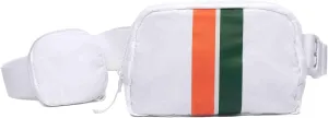Original Crossbody HydroBeltbag | Fanny Pack with Removable Water Bottle Holder | Adjustable Waist Bag for Carrying Your Purse, Phone, Accessories w/Tumbler Holder (Green/Orange Stripe)