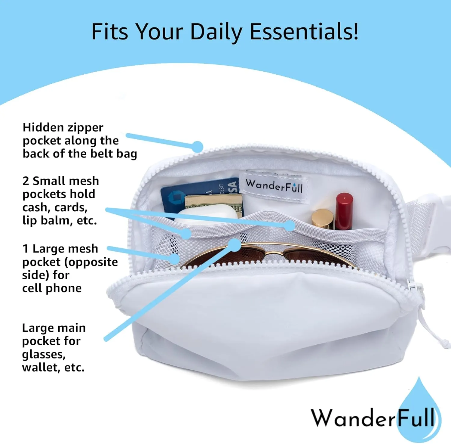 Original Crossbody HydroBeltbag | Fanny Pack with Removable Water Bottle Holder | Adjustable Waist Bag for Carrying Your Purse, Phone, Accessories w/Tumbler Holder (Green/Orange Stripe)