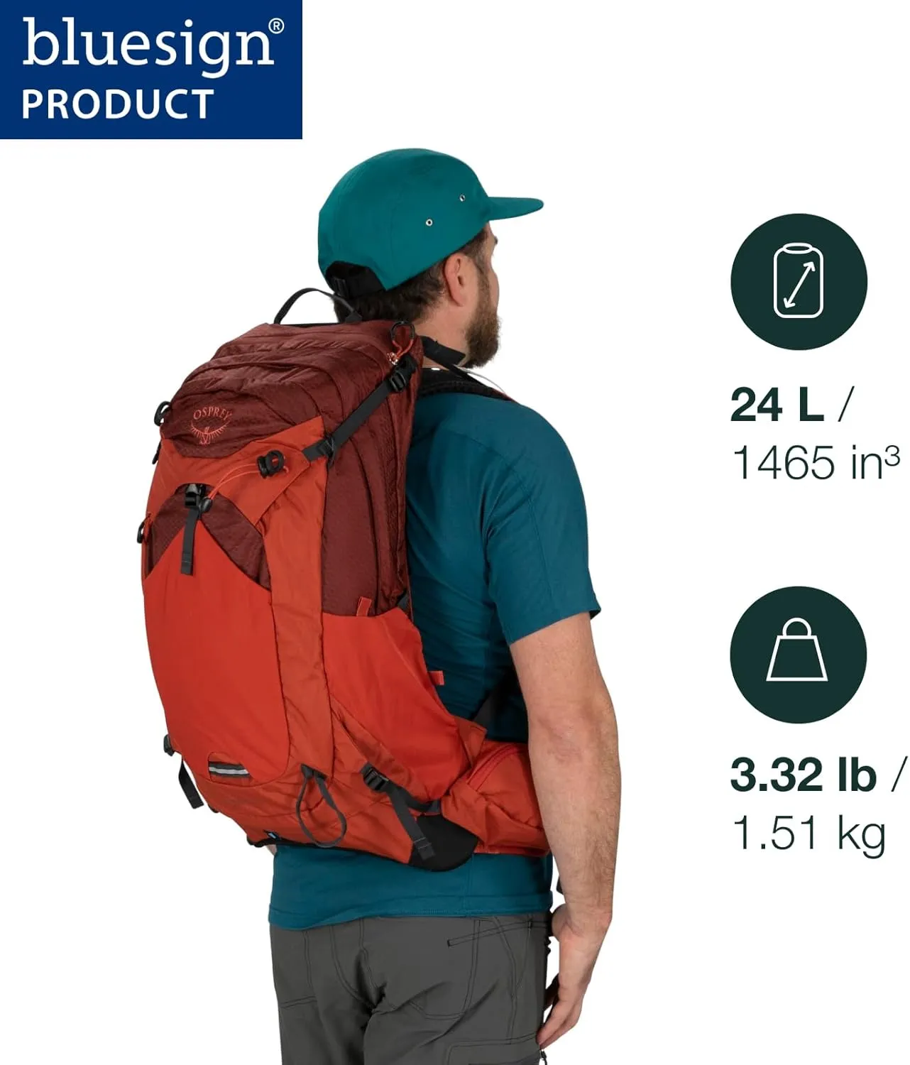 Osprey Manta 24L Men's Hiking Backpack with Hydraulics Reservoir, Oak Leaf Orange, One Size