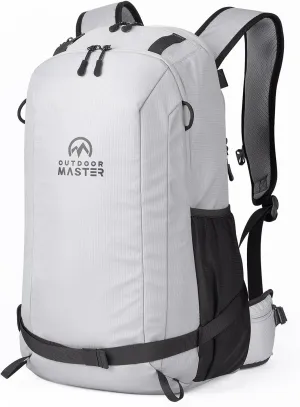 OutdoorMaster Ski Backpack, 35L Sport Backpack for Snowboard, Ski, Hiking, Cycling - Made from Recycled Materials - Grey