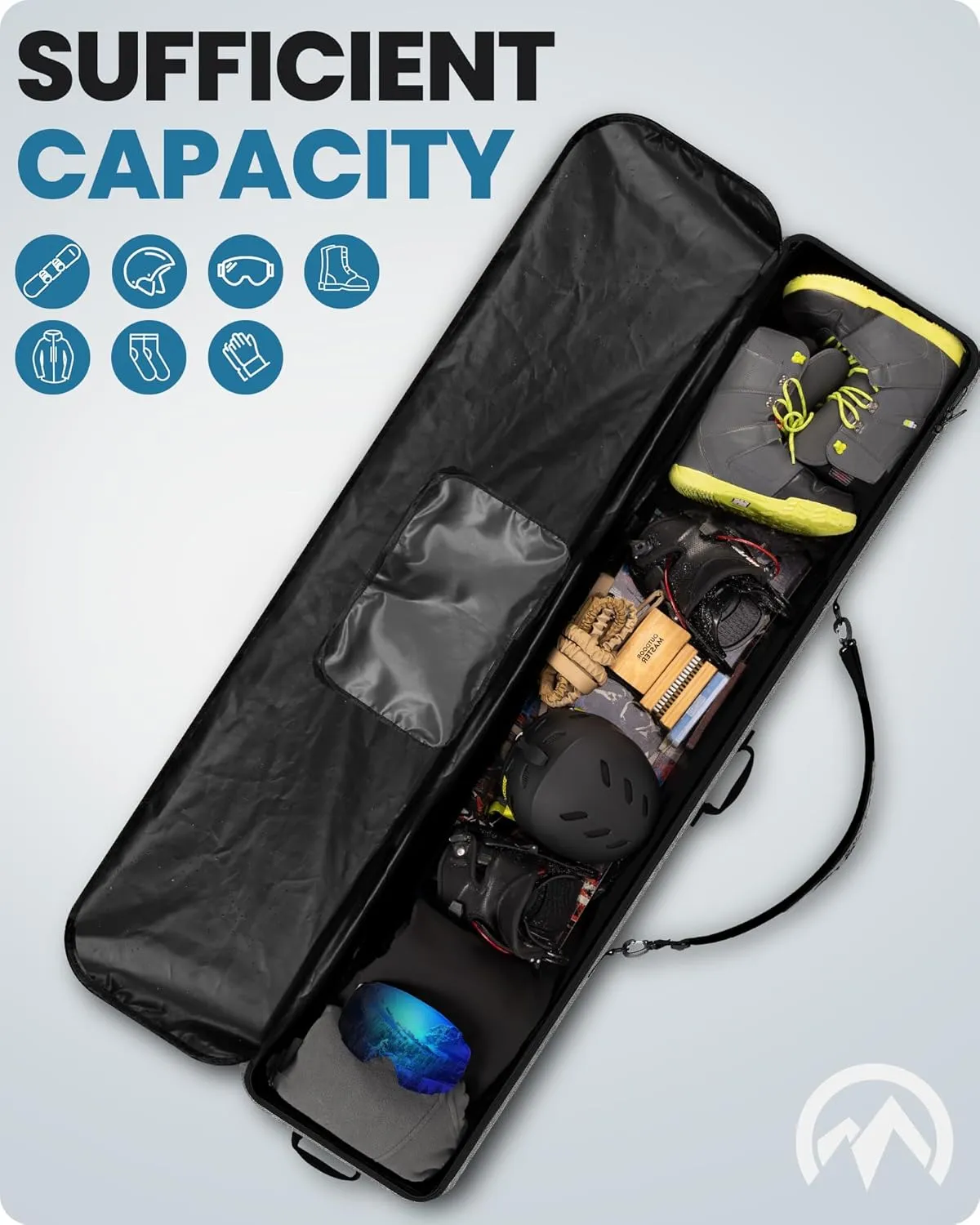 OutdoorMaster Snowboard Bag - 900D Water Resistant Snowboard Travel Bag with Shoulder Strap, Foldable Storage Design