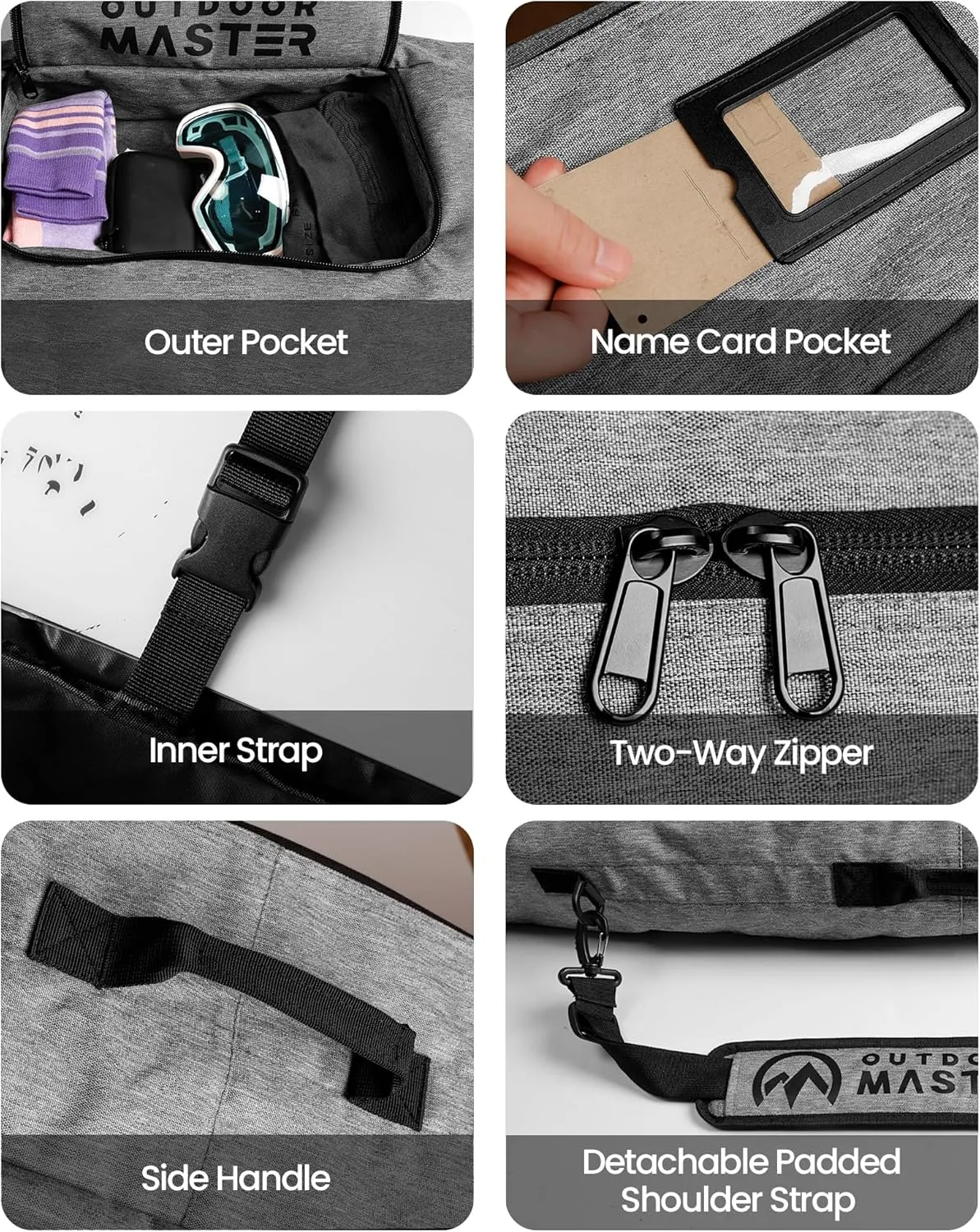 OutdoorMaster Snowboard Bag - 900D Water Resistant Snowboard Travel Bag with Shoulder Strap, Foldable Storage Design