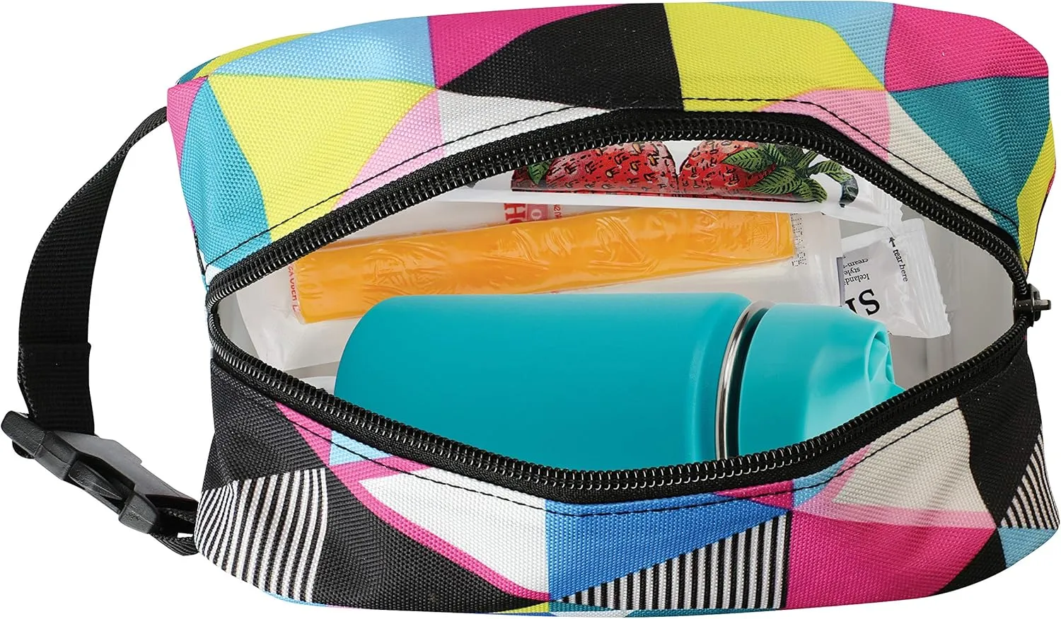 PackIt Freezable Snack Box, Triangle Stripes, Built with EcoFreeze Technology, Collapsible, Reusable, Zip Closure with Buckle Handle, Great for All Ages and Fresh Snacks on the go