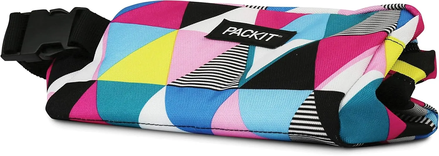 PackIt Freezable Snack Box, Triangle Stripes, Built with EcoFreeze Technology, Collapsible, Reusable, Zip Closure with Buckle Handle, Great for All Ages and Fresh Snacks on the go