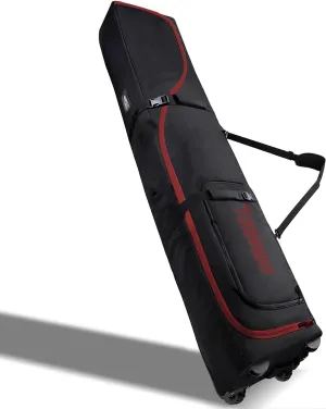 Padded Ski Bag with Wheels for Air Travel, Double Rolling Snowboard Bag Heavy Duty Waterproof for Storage & Transportation of Snowboard/Ski Gear