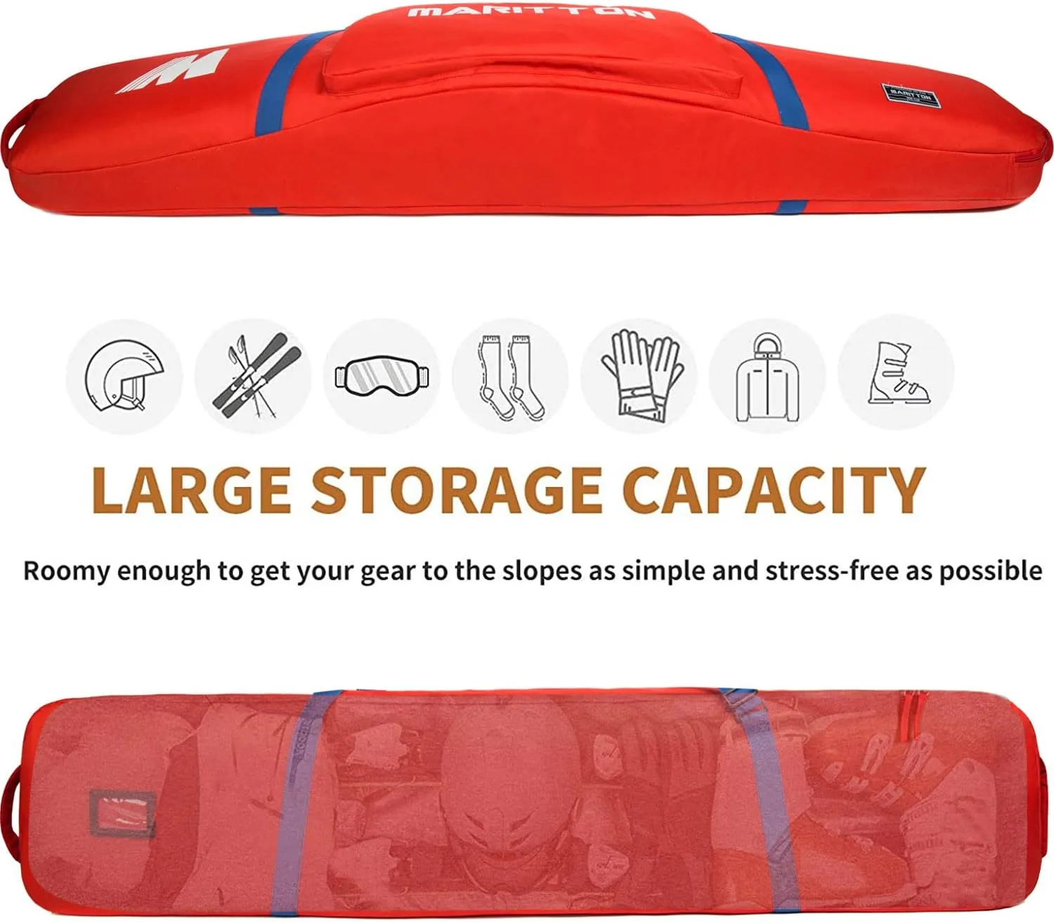 Padded Snowboard Bag- Perfect for Air Plane Travel for Snowboard, Goggles, Gloves, Ski Outdoor Camping,Available Length in 155cm 165cm.